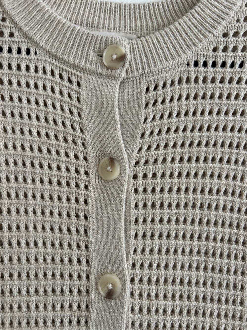 Universal Thread Cream Open-Knit Button Vest - Picture 3 of 3